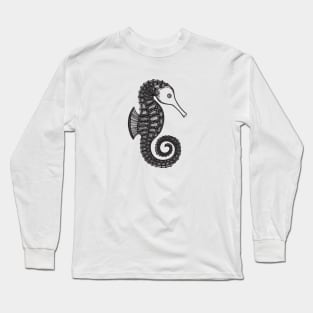 Seahorse Ink Art - beautiful marine animal design - light colors Long Sleeve T-Shirt